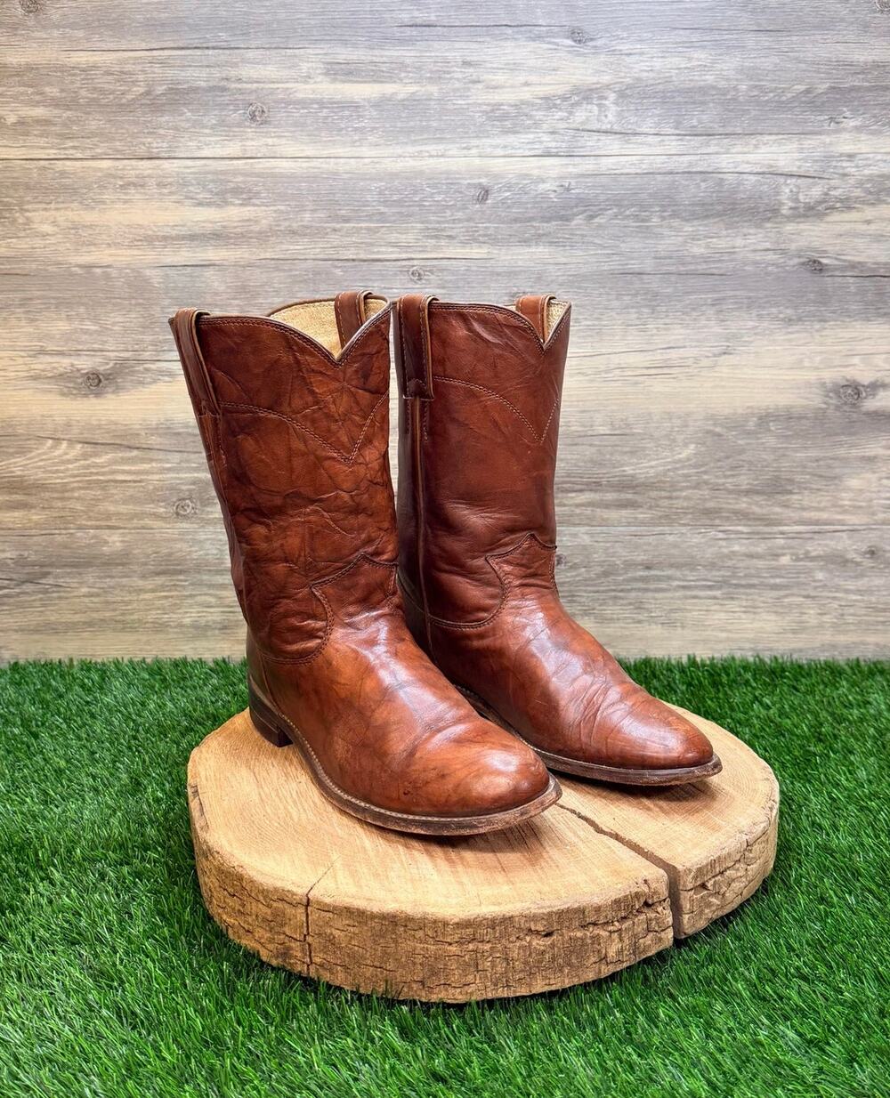Justin Women - Size 8B - Vintage Marbled Brown Roper Western Cowboy Boots L3163